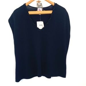 Pink Poodle blacks beaded neckline blouse